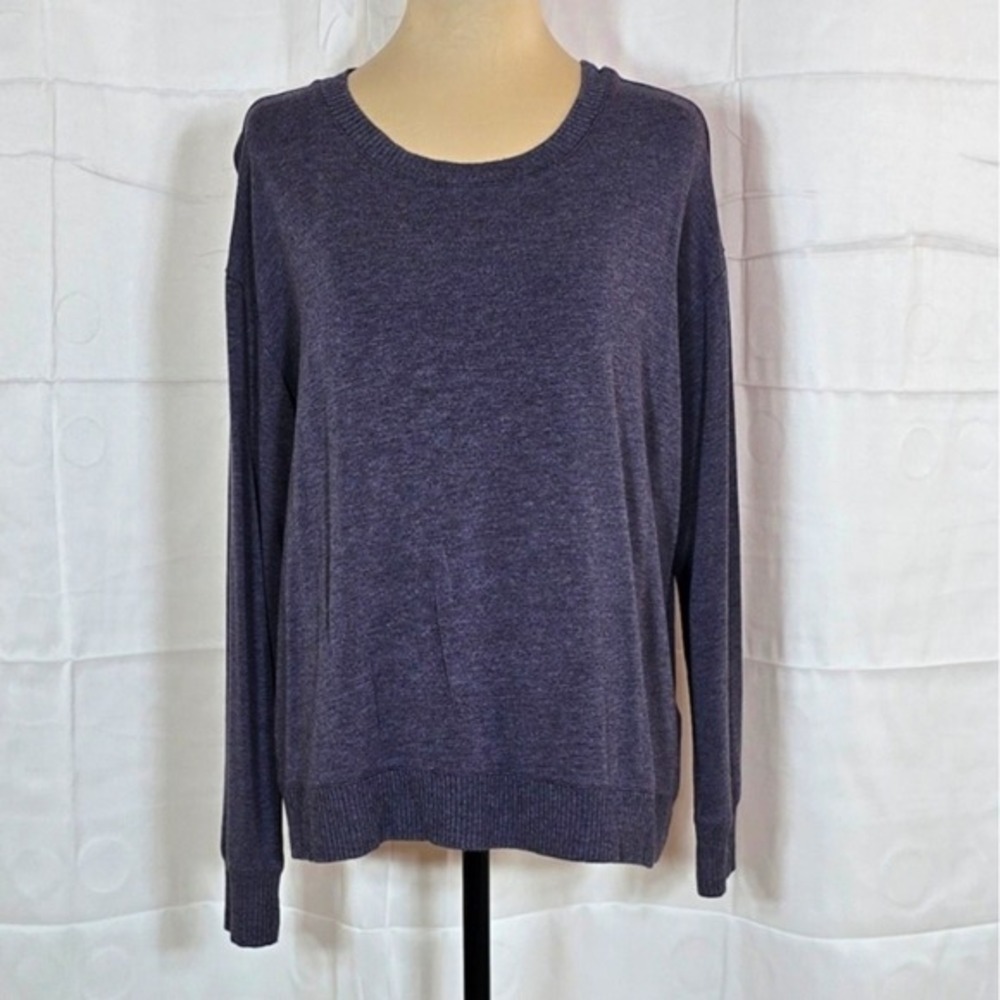 Splendid Womens Heathered Purple Long Sleeve Crew‎ Neck Pullover Size M